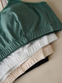 4 件套纯色休闲露背少女内衣 - 彩色 - 查看 5