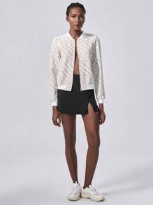 SHEIN Unity 全新设计独特个性化修身女士夹克，色彩鲜艳，秋季 - 卡其色 - 查看 4
