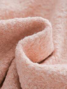 SHEIN 青少年女孩毛茸茸领子系带保暖优雅外套