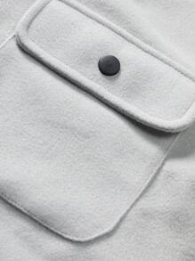 Manfinity Homme Men Button Front Flap Pocket Overcoat , Fall Winter