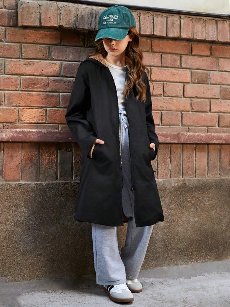 SHEIN Explorewe Black & White Letter Print Casual Collegiate