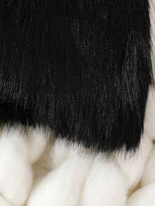 冬季少女蓬松背心，无袖纯色蓬松开衫，韩版时尚少女奢华外套，适合聚会和外出 - 黑色 - 查看 3