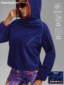 Innovista Damen Oversize Fleece Farbblock Lässig Outdoor Sport Sweatshirt, Trainingsanzug, Laufen, Crop Sweatshirt mit kontrastierenden Farben Reißverschlussösen, Workout Gym Alltag, Damen Hoodies, Herbst Damen Outfits, Herbst Sweatshirts, Camping, Outdoor, Herbst Winter Damen Outfit, Thermisch, Kaltwetterbekleidung