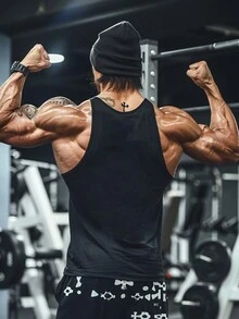 Manfinity Sport Corelite Áo ba lỗ thể thao lưng chữ Y in họa tiết Boyfriend dành cho nam, dùng khi tập gym - màu đen - Xem 2