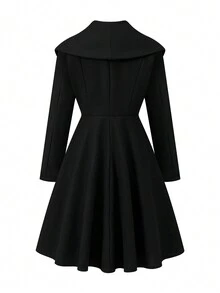 女式纯色长翻领双排扣休闲风衣，秋季