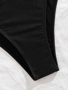 Bộ bikini 2 mảnh dây đeo chéo màu đen gợi cảm trang trí mùa hè - màu đen - Xem 3