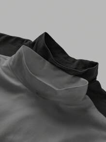 SHEIN EZwear 2pcs Women Black & Dark Grey Turtleneck Fitted Long Sleeve Base Layer T-Shirt Set Suitable For Going Out - Multicolor - View 8