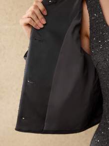 MOTF PREMIUM TWEED FAUX PEARL TRIM FLAP DETAIL JACKET - Dark Grey - View 9