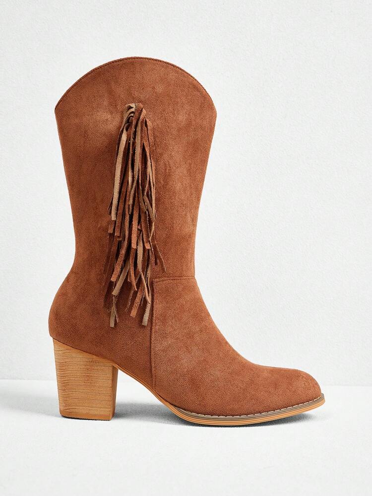 Ladies' Fashion Western-Style Desert Night Square Heel Knee-High Boots