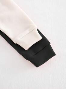 Cozy Pixies Baby Girl 2pcs Snug Fit Pajama Set - Solid Color Knit Soft Round Neck Long Sleeve Top And Long Pants - Black and White - View 4