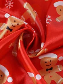 Vrolijk Kerstfeest 2-delige Casual Gingerbread Print Burgundy Broek en Cardigan Set, Comfortabele en Modieuze Kerst Lounge Wear voor Tienermeisjes - Bordeaux - Bekijken 4