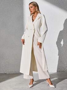 Chiquease Áo khoác Blazer dài tay tối giản giản dị cài nút phía trước cho nữ - Màu be - Xem 1