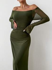 Firerie 女士优雅性感红色网眼覆盖细肩带派对、约会晚礼服 - 綠色 - 查看 3