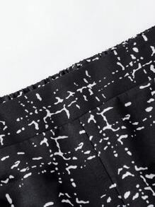 SHEIN Unity 大码女式松紧腰格子阔腿宽松休闲裤 - 黑色 - 查看 5