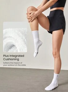GLOWMODE Tất cổ cao màu trắng tập luyện với lớp đệm tích hợp và lớp lót mũi giày liền mạch - trắng - Xem 3