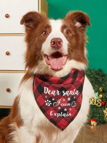 PETSIN 圣诞宠物头巾，圣诞主题印花狗三角围巾，宠物方形围巾 - 彩色 - 查看 1