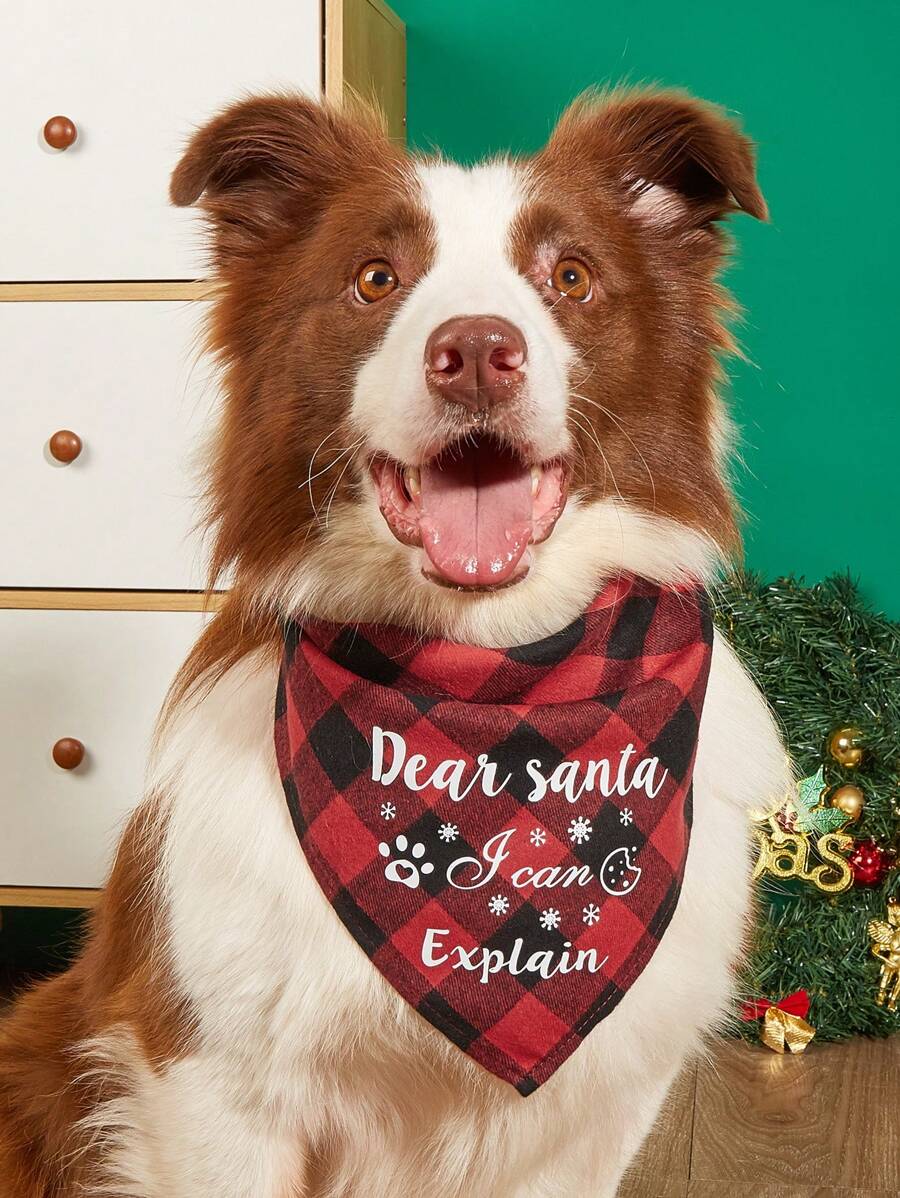 PETSIN 圣诞宠物头巾，圣诞主题印花狗三角围巾，宠物方形围巾 - 彩色 - 查看 1
