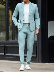 Manfinity Bizformal 1 conjunto de traje casual de negocios de unicolor para hombres - chaqueta y pantalones, otoño