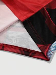 PAVTROS Manfinity Streetrush Men's Casual Letter & Portrait Graphic Round Neck Short Sleeve T-Shirt