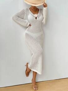 Women's 3D Floral Elegant Chiffon Coverup Dress For Summer Vacation