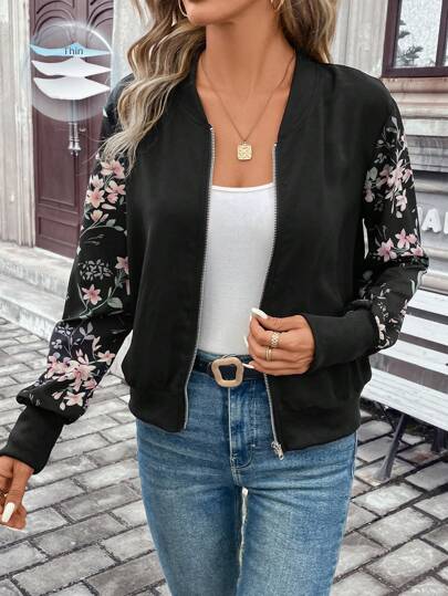 SHEIN Frenchy Damen Lässig Leoprint Patchwork Jacke, Langarm, Business Outfit für Frauen, Winterbekleidung für Frauen, Herbstbekleidung für Frauen, Winterbraune Jacke