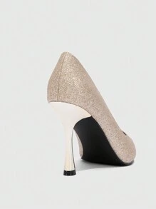 CUCCOO SZL Pointed Toe Slim High Heel Fashionable Sparkling Stylish Formal Party Office Wear High Heels For Women Valentine's Day - Gold - View 5