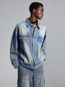 NEON BLANC Men's Casual Woven Long Sleeve Denim Jacket, Autumn/Winter