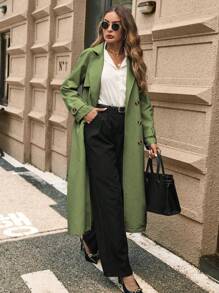 SHEIN Clasi 女士休闲单排扣宽松风衣，秋季