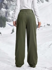 SHEIN Sport Gameset Pantalones rectos sueltos para excursión con estampado de letras y bolsillos en las mujeres
