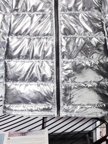 SHEIN 青少年男孩 1 件休闲百搭简约风格保暖高领连帽中心露脸亮面皮革 3 合 1 复合保暖加厚夹克返校节；文艺复兴；秋季服装；青少年男孩服装；机场；鸡尾酒会；秋冬季