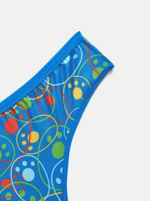 We Bare Bears X SHEIN Celana Dalam Segitiga Motif Biru untuk Wanita Ukuran Plus dengan Cakupan Penuh - MultiWarna - View 4