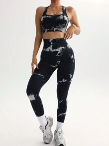 Easithlete Women's Tie-Dye Slim Fit Yoga Sports Set