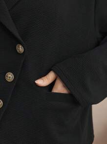 BizChic Áo khoác Blazer công sở thanh lịch cho nữ có nút cài xiên - màu đen - Xem 6
