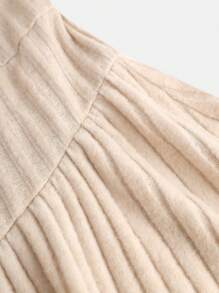 SHEIN Tween 女童纯色针织罗纹喇叭长袖方领 A 字裙，适合日常穿着，秋冬连衣裙