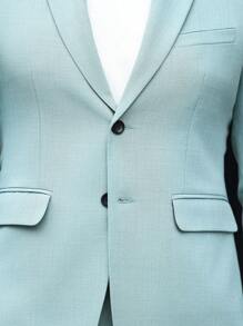 Manfinity Bizformal 1 conjunto de traje casual de negocios de unicolor para hombres - chaqueta y pantalones, otoño