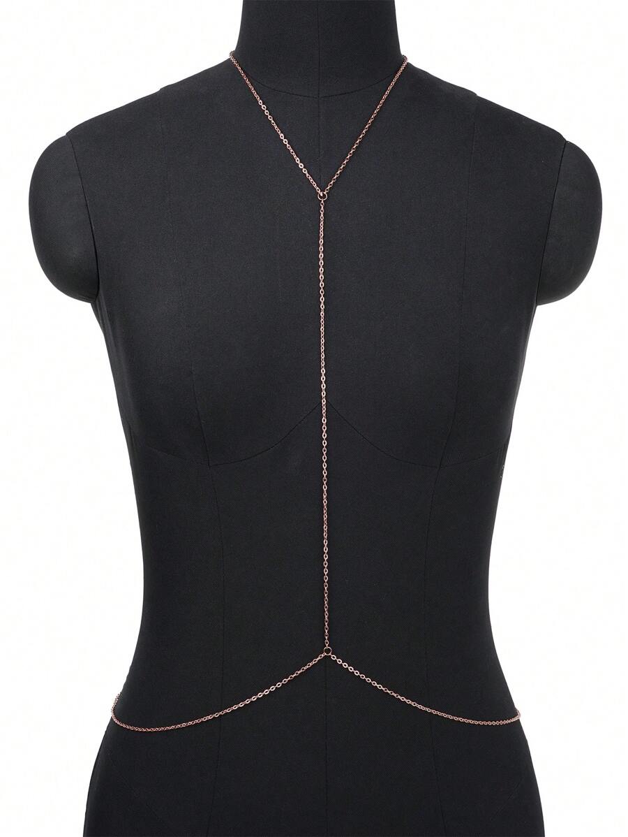 玫瑰金金属链条装饰身体链