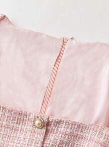 Flirla Váy dài tay thanh lịch cổ tròn chữ A vải tuýt cỡ lớn cho nữ, thích hợp cho ngày lễ tình nhân, mùa xuân/thu, mùa đông - Hồng - Xem 5