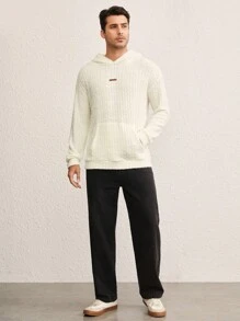 Manfinity NXTstreet Men's Loose Drop Shoulder Long Sleeve Casual Hoodie Sweatshirt, Suitable For Everyday Wear - White - View 3