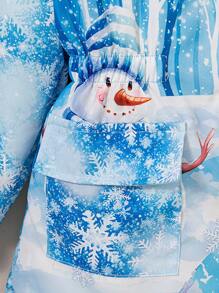 SHEIN Girls Young Girl Floral Print Fuzzy Lining Warm Long Sleeve Jacket, Autumn/Winter New Arrival