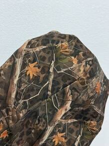 Flirla 女式树叶豹纹薄西装外套，秋季，街头风格