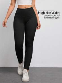 Flexra 女式纯色弹力紧身休闲牛仔裤 - 黑色 - 查看 2