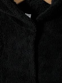 Sparklyn 女大童1入組素色連帽絨毛外套馬甲