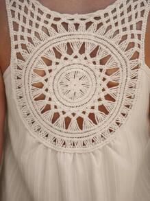 SHEIN LUNE Vestido largo de lino con encaje color albaricoque para mujer, ideal para vacaciones de verano - Albaricoque - Ver 6