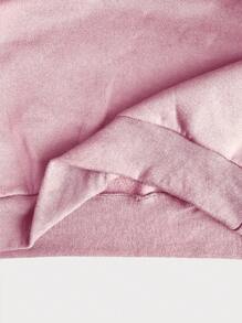 INAWLY Women Letter Print Minimalist Pullover Hoodie, Casual Daily Wear - Pink - View 4