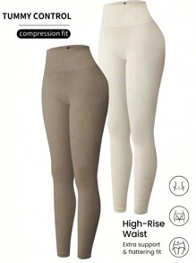 Yoga Basic Leggings da donna in tinta unita, vita alta, attillati, casual per uso quotidiano
