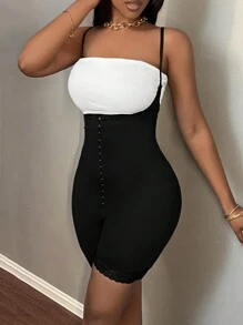 Slaydiva Front Button Short Jumpsuit, Autumn/Winter - Black - View 6