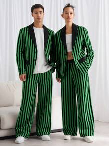 Manfinity VCAY Men Woven Loose Straight Casual Pants, Mid-Rise, Relaxed Fit, For Daily Wear, Fall - Dark Green - View 2