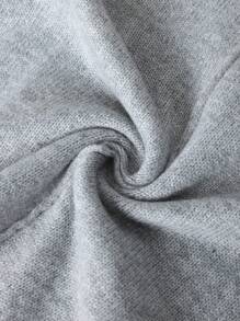 SHEIN LUNE 大码女式撞色圆领落肩长袖休闲套头毛衣，秋冬针织套头衫 - 灰色 - 查看 6