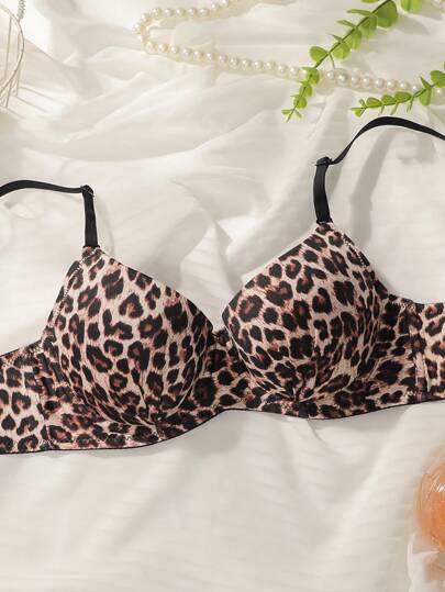 Leopard Print Underwire BH Slipje Lingerie Set view 5