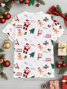 Manfinity Homme Manfinity Men's Christmas Slogan & Snowman Print Round Neck Short Sleeve Casual T-Shirt - Red - View 5